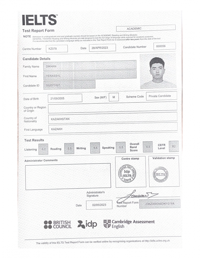 Oқушылардың IELTS нәтижелері